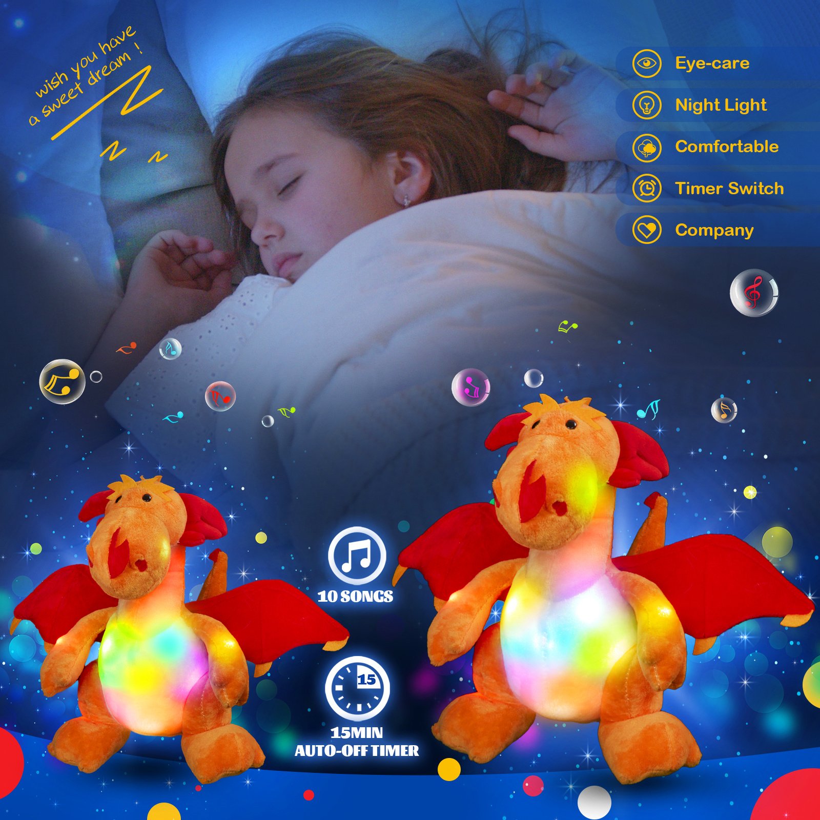 Glow Guards 12' Dragon Stuffed Animal Plush Toy Doll Holiday and Birthday Gifts for Kids