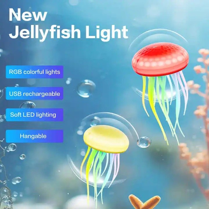 2024 New Ocean Series Home Restaurant Atmosphere Decorative Light LED Simulation Rechargeable Night Light Jellyfish Table Lamp