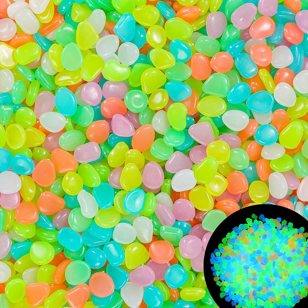 500PCS Glowing Rock Cobble Stones Garden Paving Luminous Landscape Pebbles Fluorescent Aquarium Fishbowl Fish Tank Globe Stone