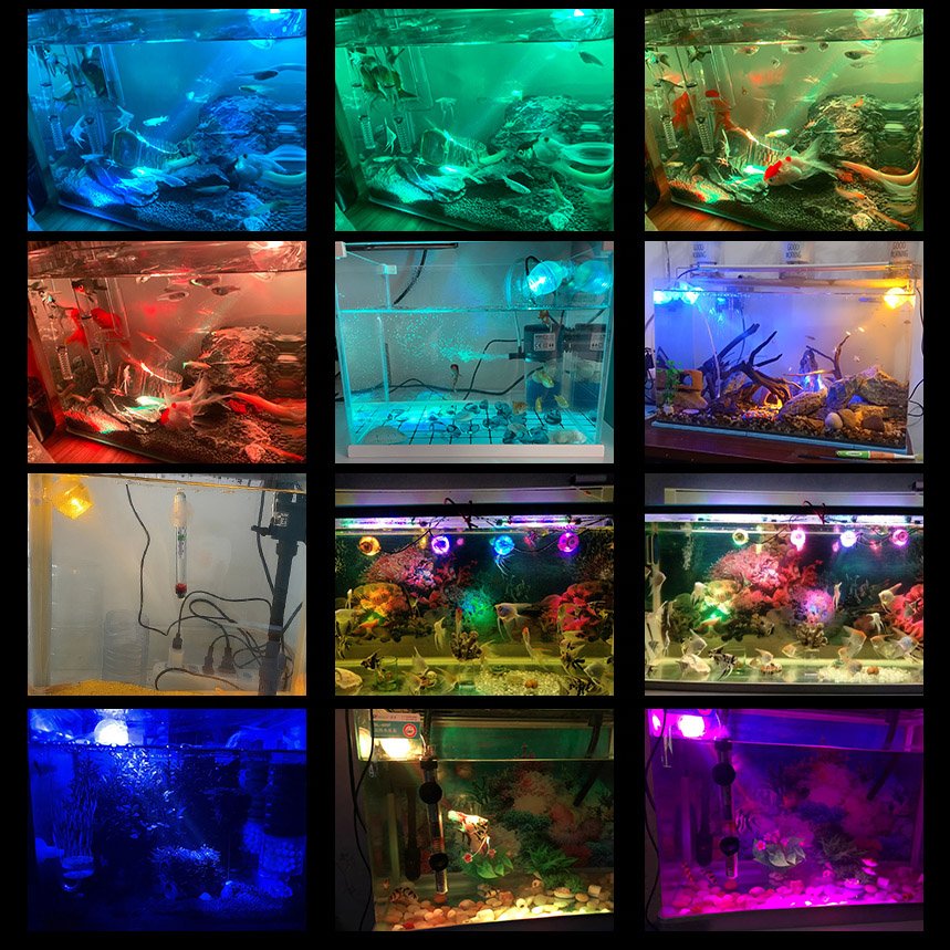 Aquarium Light Suction Cup USB Wire RGB Colourful Gradient Submersible Spot Lights IP68 Waterproof Underwater Fish Tank LED Lamp