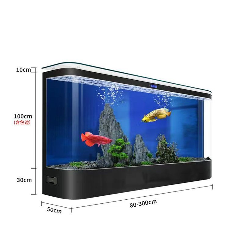 Customized large transparent cube with led lighting stand table display fish tank aquarium