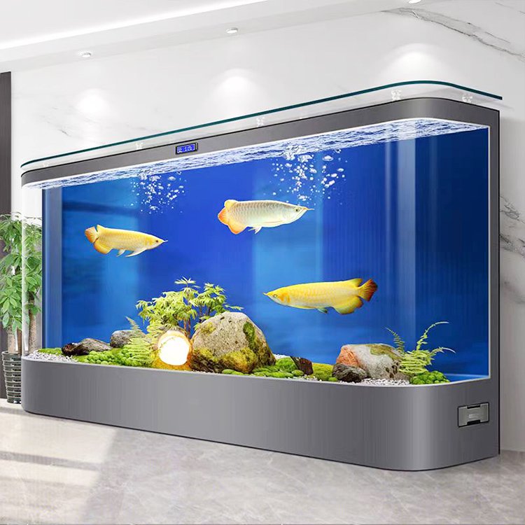 Customized large transparent cube with led lighting stand table display fish tank aquarium