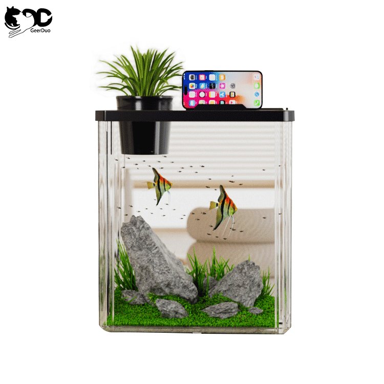Geerduo Pet Wholesale Multi-function Easy Clean 3L Transparent Acrylic Fish Shrimp Water Tank With LED Light