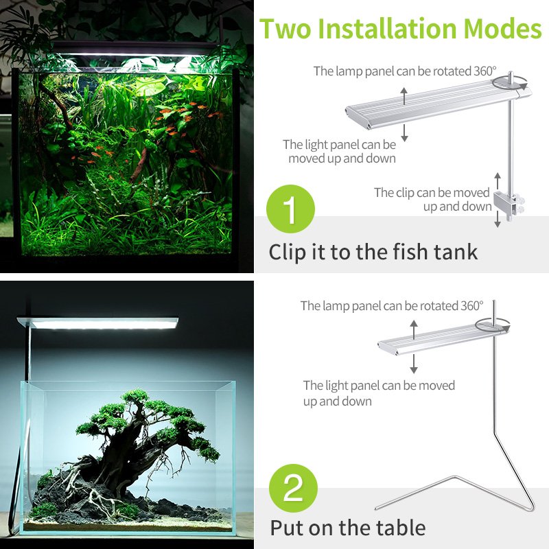 WEEK AQUA S series RGB full spectrum 10w fish tank light clip on aquarium tank aquarium lamp for 20cm small tank