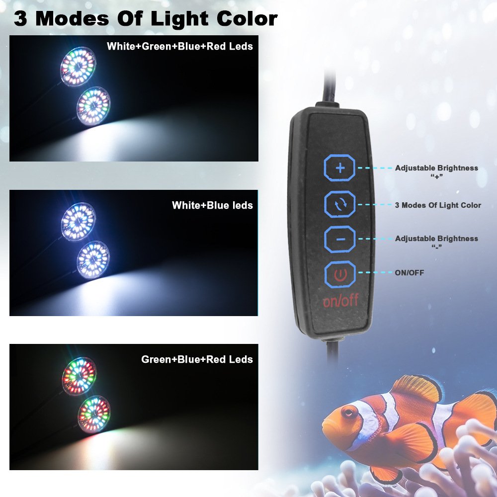 USB Aquarium Lamp 6W\7W Adjustable Brightness Mini Clip On Fish Tank Decoration Light Full Spectrum Phytolamp Water Grass Lights