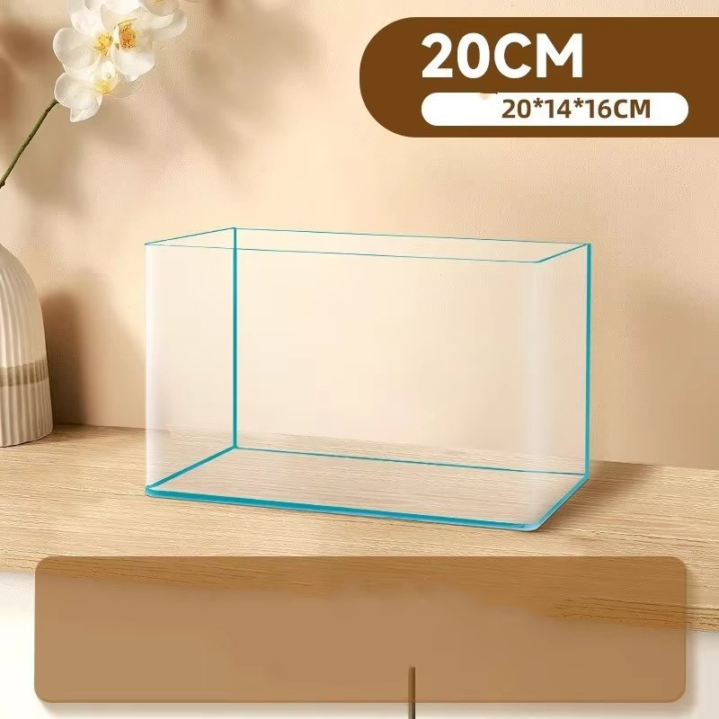 Clear Glass Aquarium Desktop Ecological Aquatic Plant Tank Night Light Fish Tank