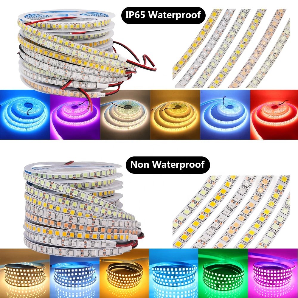 High Quality Flexible rgb led strip light SMD5050 12v 24v 60 120LED high lumens IP65 rgbw rgbww Smart light strip Ambient strip