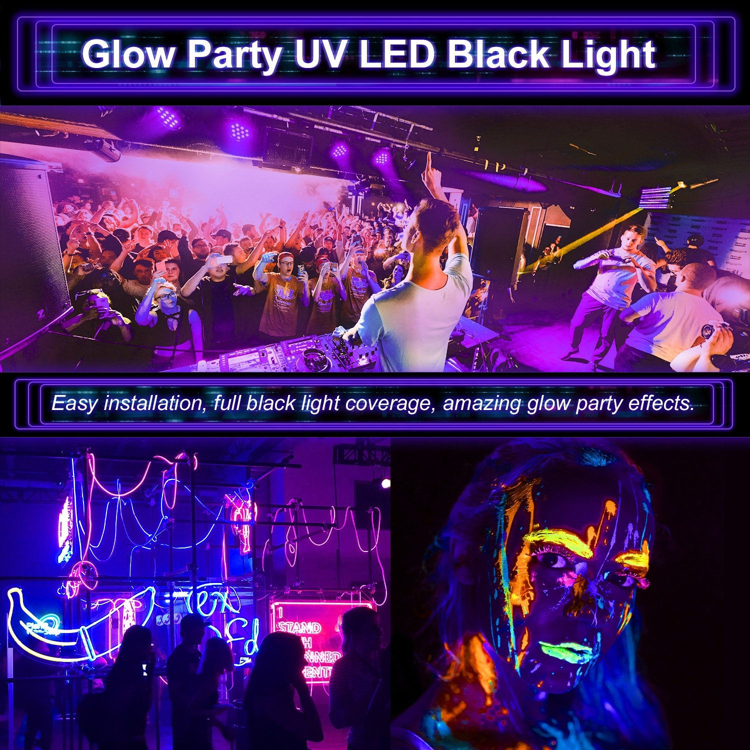 Led Blacklight Stock in US 50 W 80w 100w 150w disco Dj party night lamp stage club uv lights led black light for party
