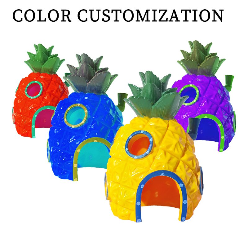 Hot Sale Customized Fish Hide Player Shrimp Nest Fish Tank Aquarium PVC For Home Decoration Aquarium Decoration Pineapple House