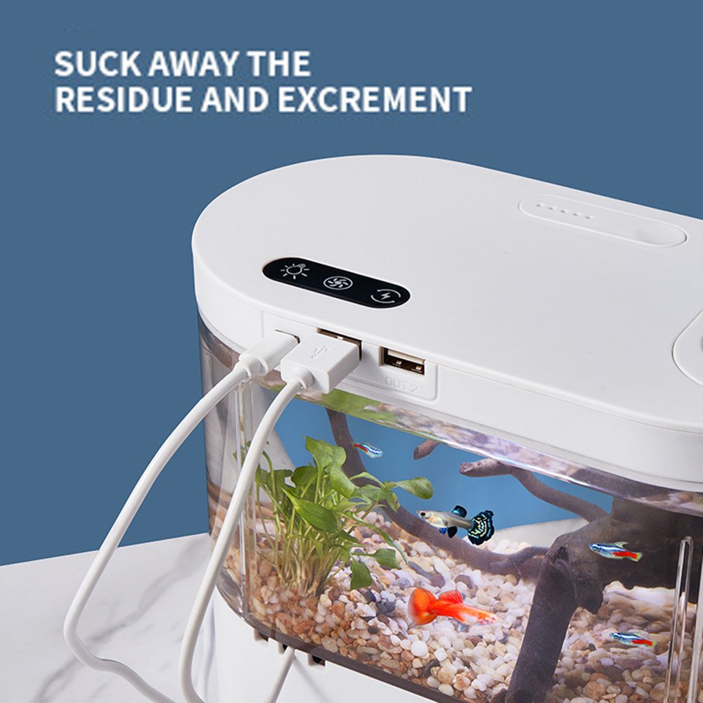 Mini Fish Tank with Filter and LED Light Aquarium Tropical Freshwater Acrylic Small Betta Fish Tank