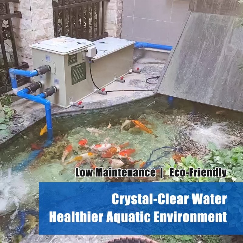 QihangRAS YCM-B1C Fish Pond Bio Filter with UV Combi Drum Filter 1320 Gallon Koi Pond Filter