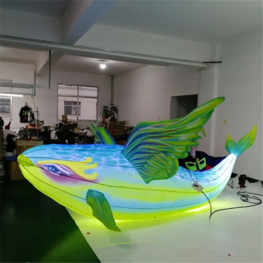 Customize Aquarium large fish advertising model 10ft long inflatable fish light for display