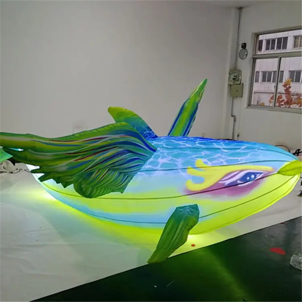 Customize Aquarium large fish advertising model 10ft long inflatable fish light for display