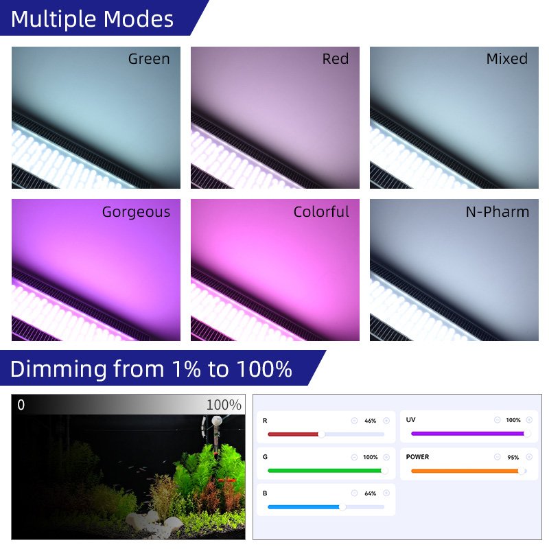 Hot Sale Full Spectrum APP Control Aquarium Led RGB+UV Aquascape Aquarium Light Week Aqua A430 Pro