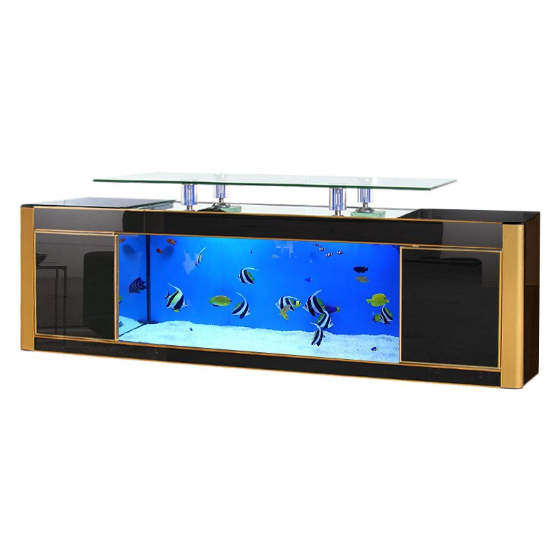 Customized large transparent cube with led lighting TV stand table display fish tank aquarium