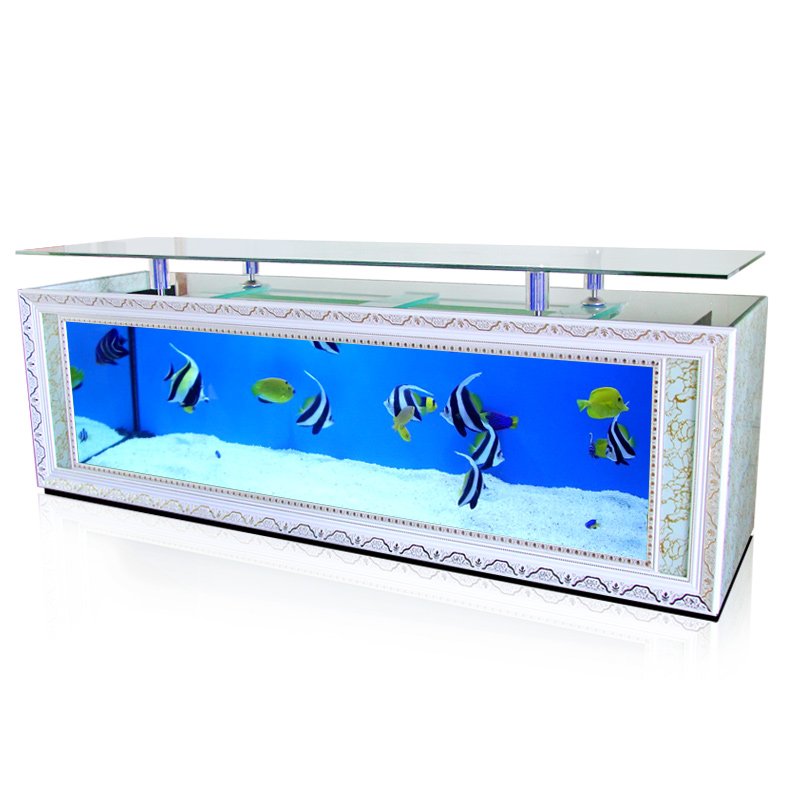 Customized large transparent cube with led lighting TV stand table display fish tank aquarium