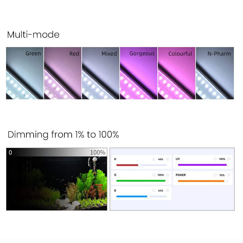 WEEK AQUA S300/400/450Pro RGB UVA Bluetooth App Full Spectrum Sunrise Sunset Freshwater Plant Aquarium LED Light Fish Tank