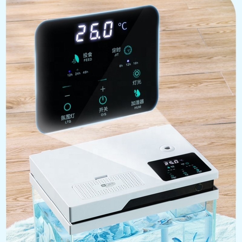 Yee Automatic Feeding Smart Small Fish Tank Ultra white clear Glass smart Aquarium with Filter and LED Light