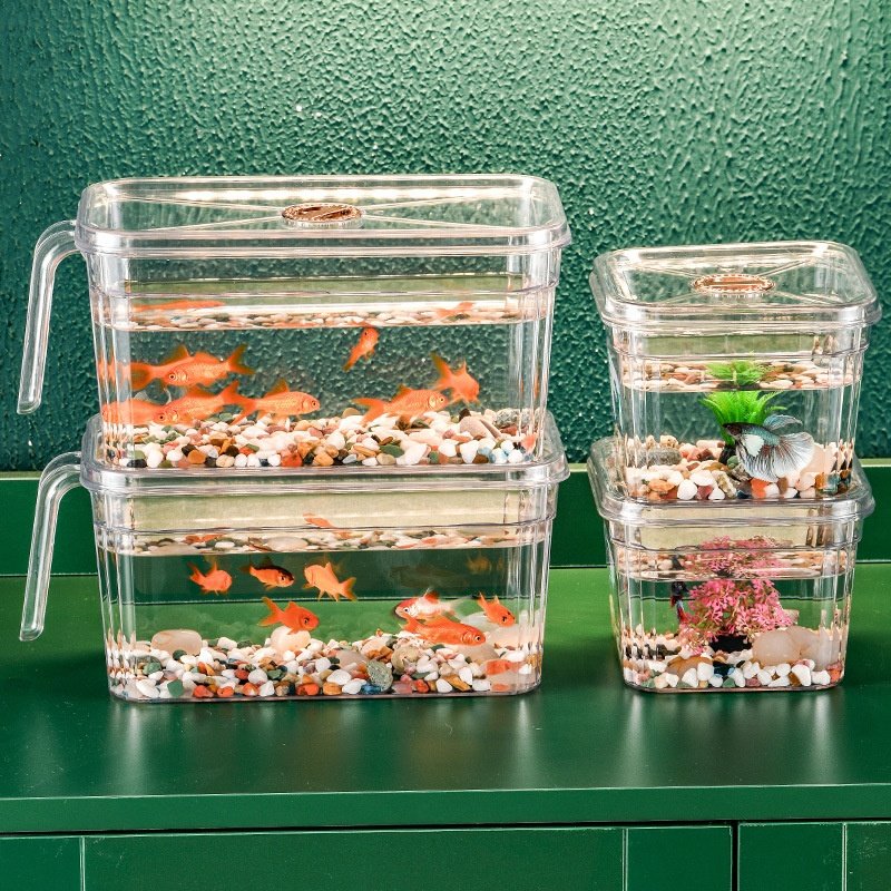 Small Betta Fish Tank, Stackable Mini Fish Tank Aquarium Tank Kit, 3/5 Gallon Rectangular Fish Bowl