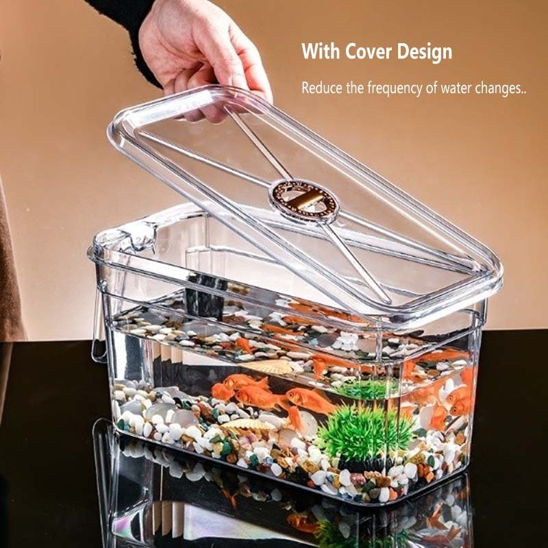 Small Betta Fish Tank, Stackable Mini Fish Tank Aquarium Tank Kit, 3/5 Gallon Rectangular Fish Bowl