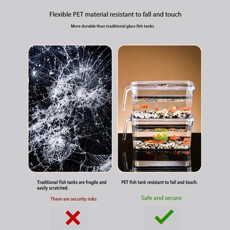 Small Betta Fish Tank, Stackable Mini Fish Tank Aquarium Tank Kit, 3/5 Gallon Rectangular Fish Bowl