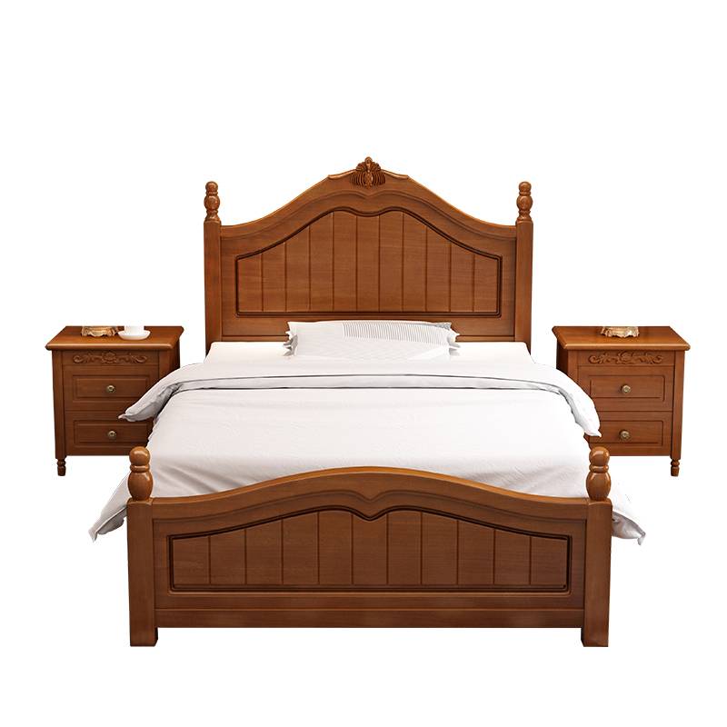 American single bed solid wood double bed 1.8/1.5/1.35/1.2 meters simple modern soft back children's princess bed
