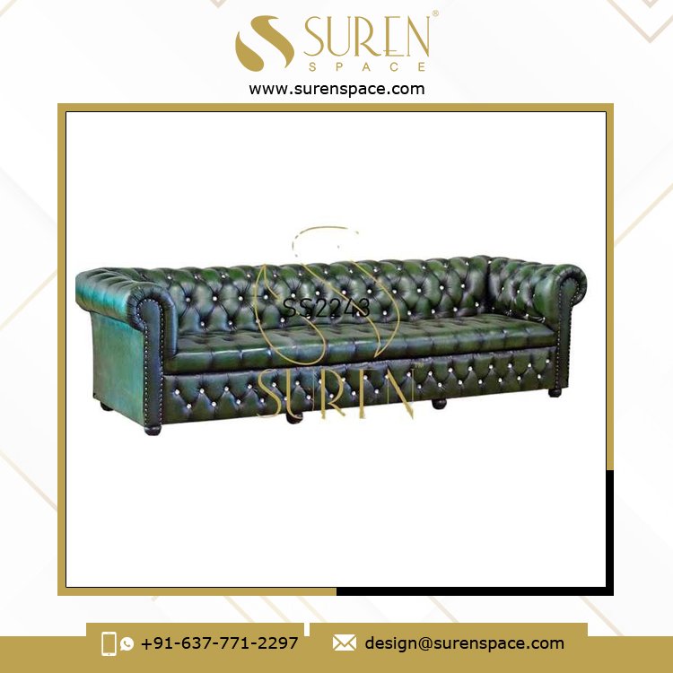 Living Room Furniture Modern Design Four Seater Wood Indian Tufted Pure Leather Living Room Sofa Corner Sofa
