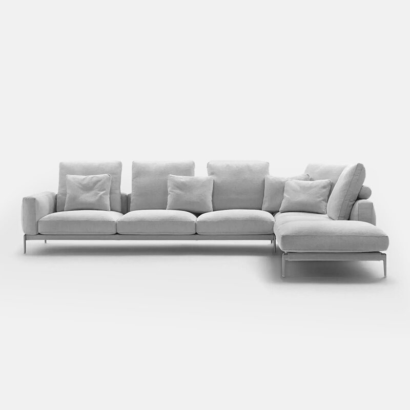 Italian light luxury small family corner combination full leather fabric living room sofa