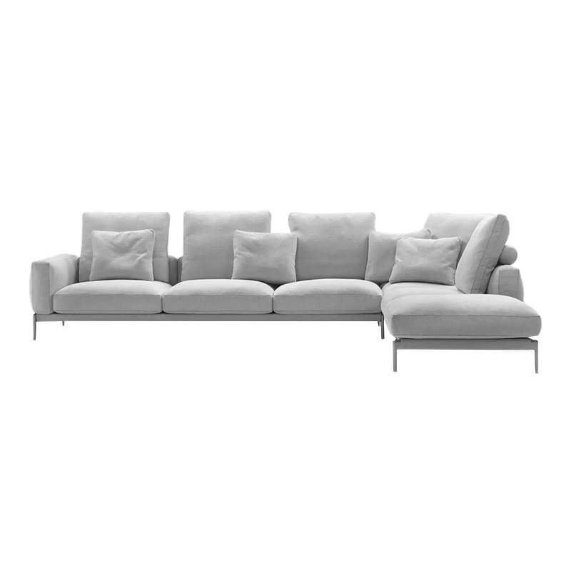 Italian light luxury small family corner combination full leather fabric living room sofa