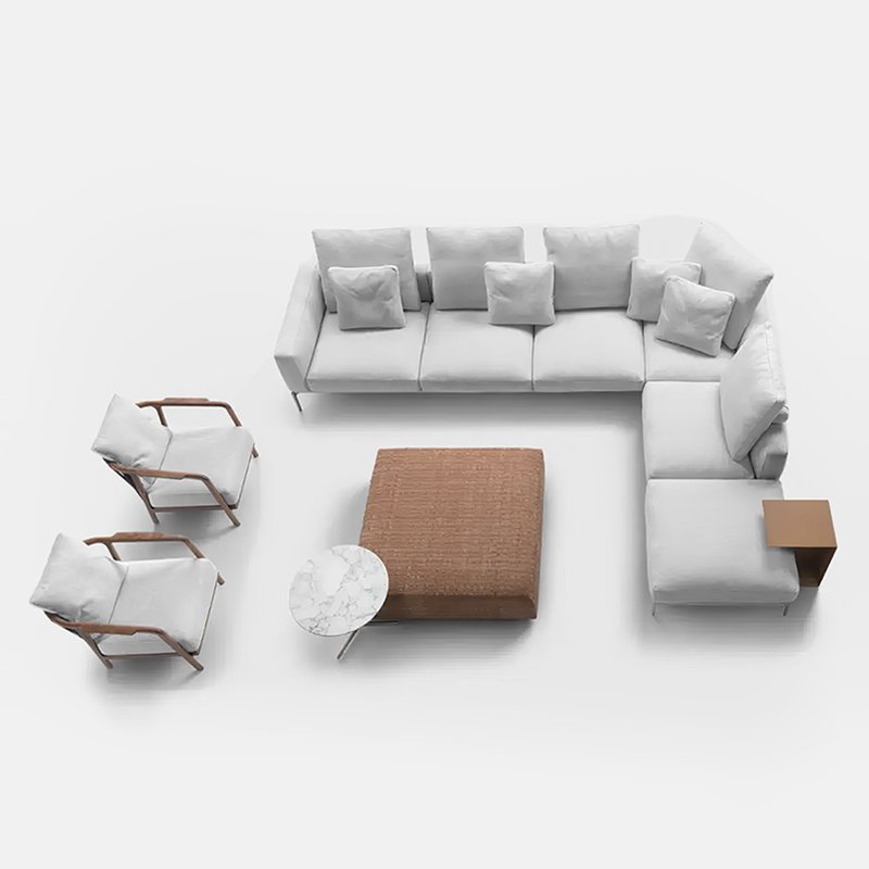 Italian light luxury small family corner combination full leather fabric living room sofa
