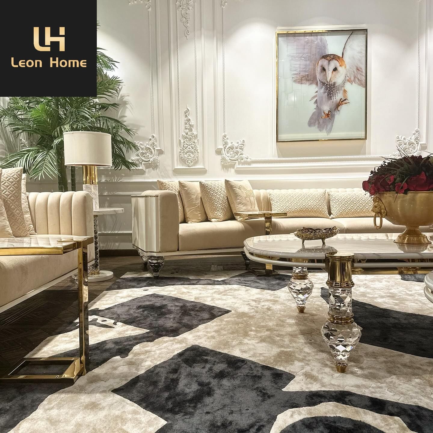 Manufacture Custom Design Premium Villa Modern Style Light Luxury Leather/Fabric Sectional Customize Sofa Set Living Room Sofa
