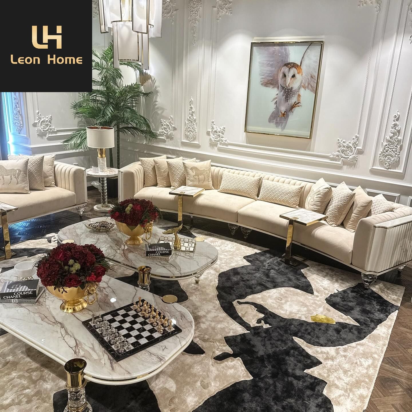 Manufacture Custom Design Premium Villa Modern Style Light Luxury Leather/Fabric Sectional Customize Sofa Set Living Room Sofa