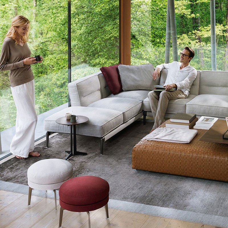 AJJ SH40 Nordic Leisure and Complete Living Room Villa Model Room Morden Sofa Set Luxury Italy Fabric Modern Corner Sofa 2pcs