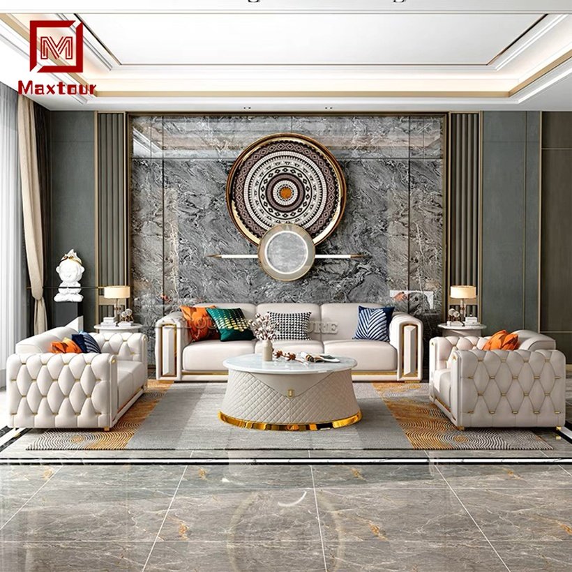 Home European Luxury Leather Living Room Sofas 1+2+3 Seater Sectional Sofa Set Living Room Furniture