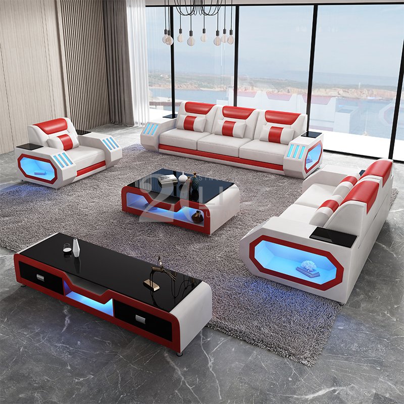 Factory Supplier Latest Design Lounge Suites Best Black Led Furniture Living Room Sofa