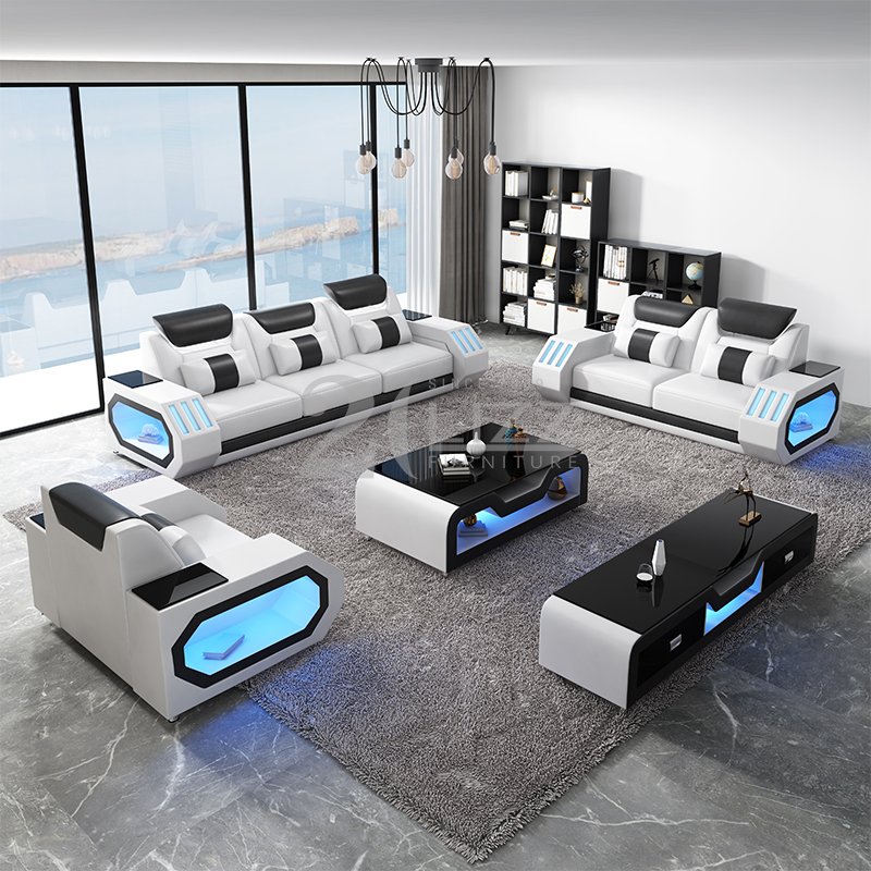 Factory Supplier Latest Design Lounge Suites Best Black Led Furniture Living Room Sofa