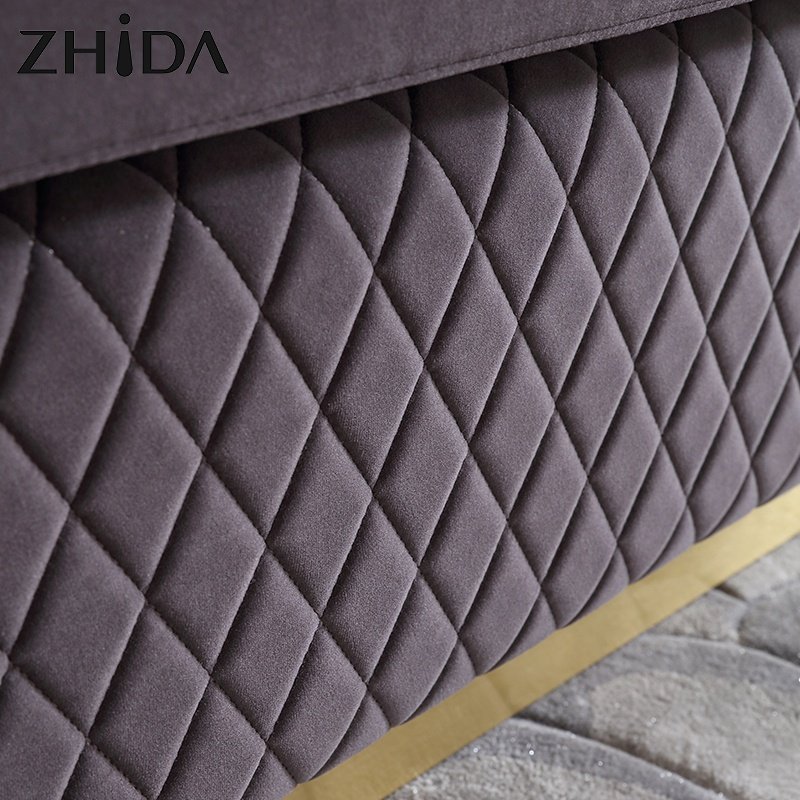 Zhida foshan custom home furniture Italian design luxury gold metal leg couch sofas villa living room sofa set furniture