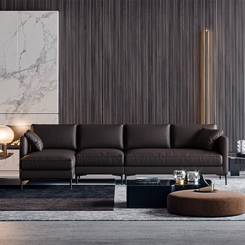 L-shaped L Shape Lshape Shaped Sofa Couch Furniture 2023 Newest New Designs Small Italian Luxury Modern Corner Sectional Leather