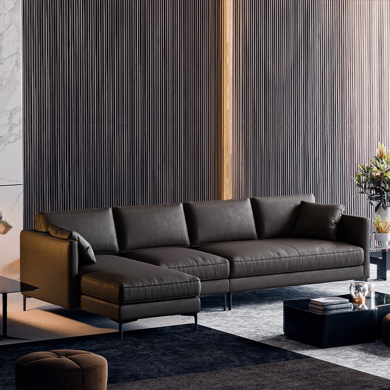 L-shaped L Shape Lshape Shaped Sofa Couch Furniture 2023 Newest New Designs Small Italian Luxury Modern Corner Sectional Leather