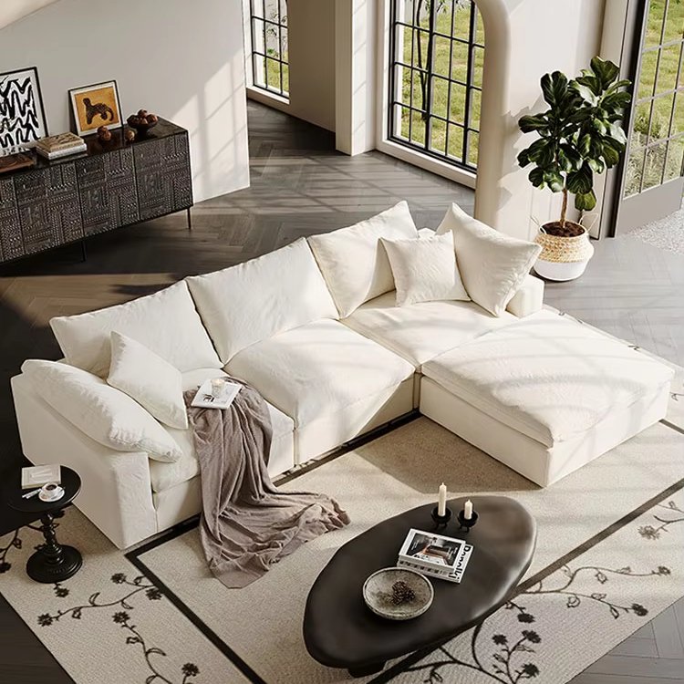 Scandinavian wabi-sabi style ultra-wide sitting depth latex down light luxury style modern simple soft sofa living room