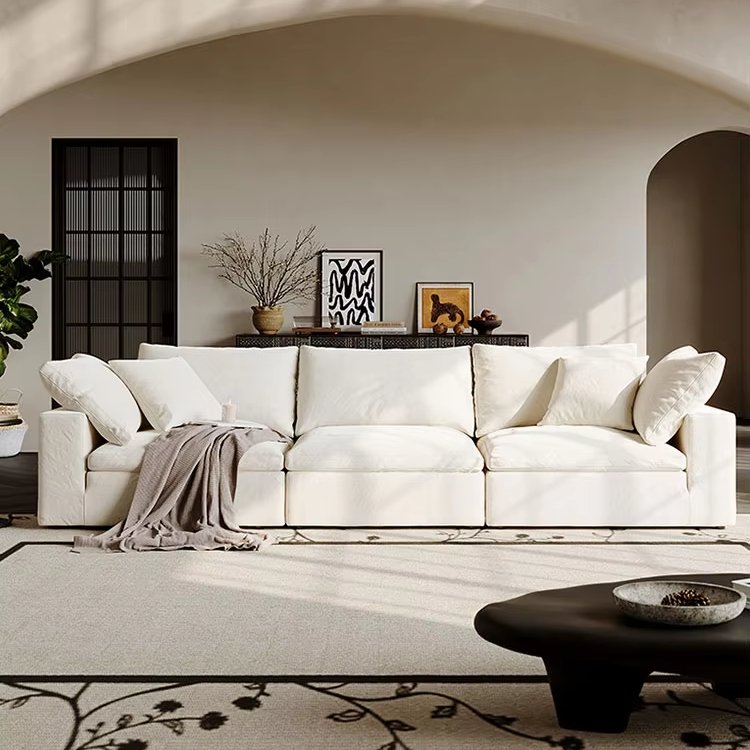 Scandinavian wabi-sabi style ultra-wide sitting depth latex down light luxury style modern simple soft sofa living room