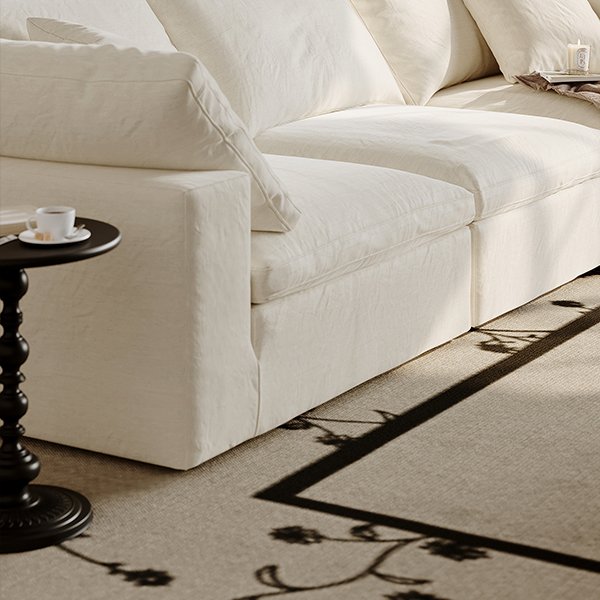 Scandinavian wabi-sabi style ultra-wide sitting depth latex down light luxury style modern simple soft sofa living room