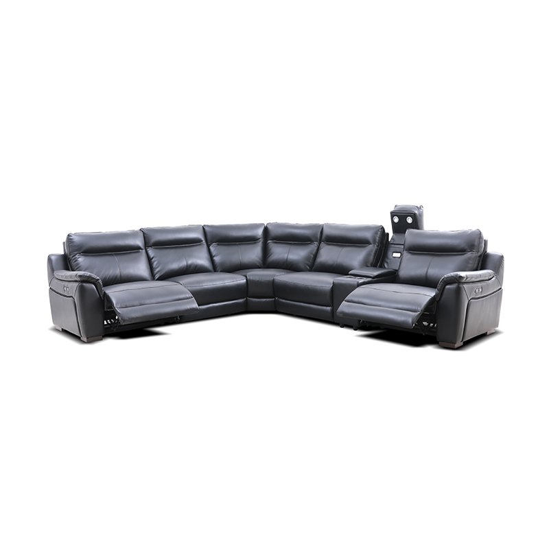 MANWAH CHEERS American style Genuine Leather Power Reclining Sectional Living Room Sofa