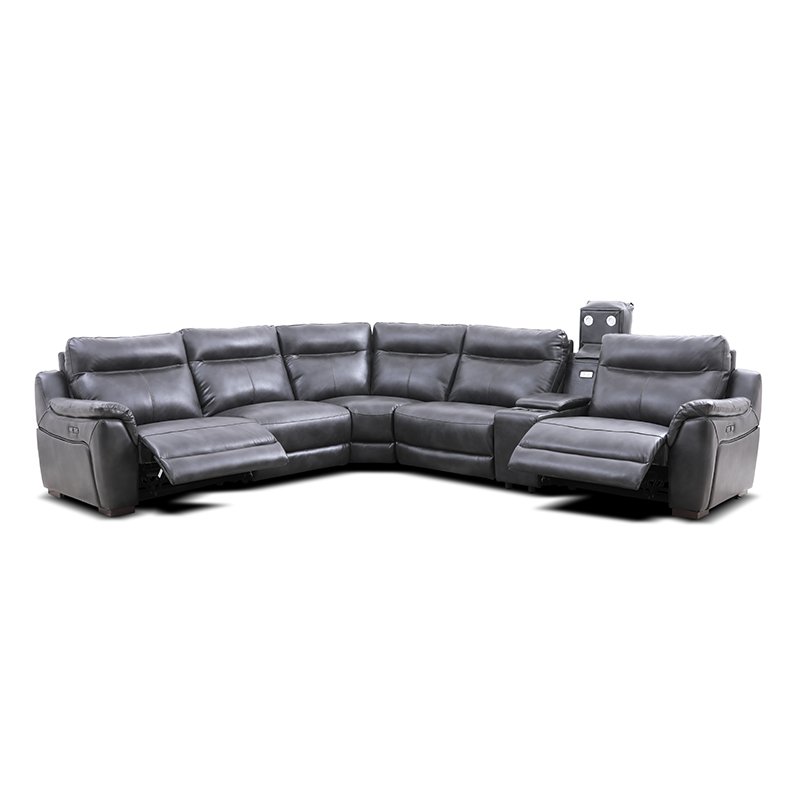 MANWAH CHEERS American style Genuine Leather Power Reclining Sectional Living Room Sofa