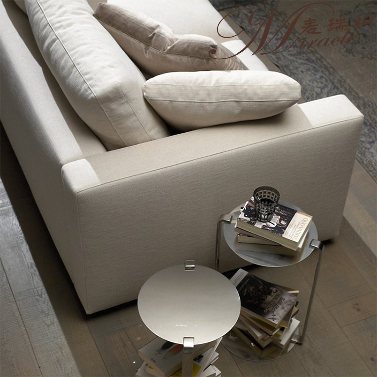Hotel lobby three seat chesterfield sofa high density sponge leisure linen couch living room sofas
