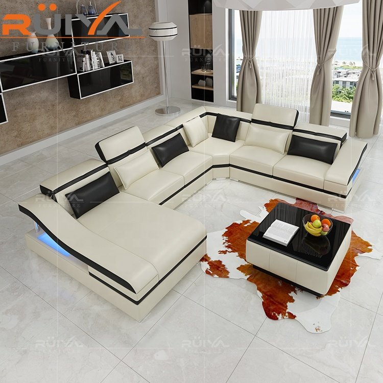 Wholesale price dark brown sectional sofa couch living room sofa furniture sofa with LED light