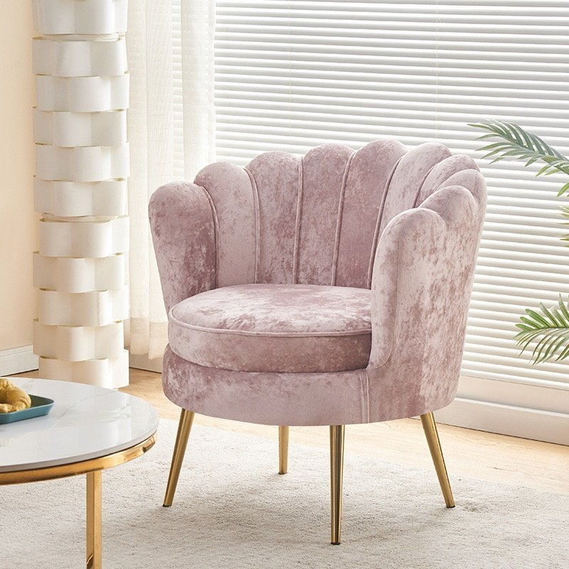Shell Pink Velvet Multipurpose Unique Modern Style Loveseat Couch Living Room Sofa