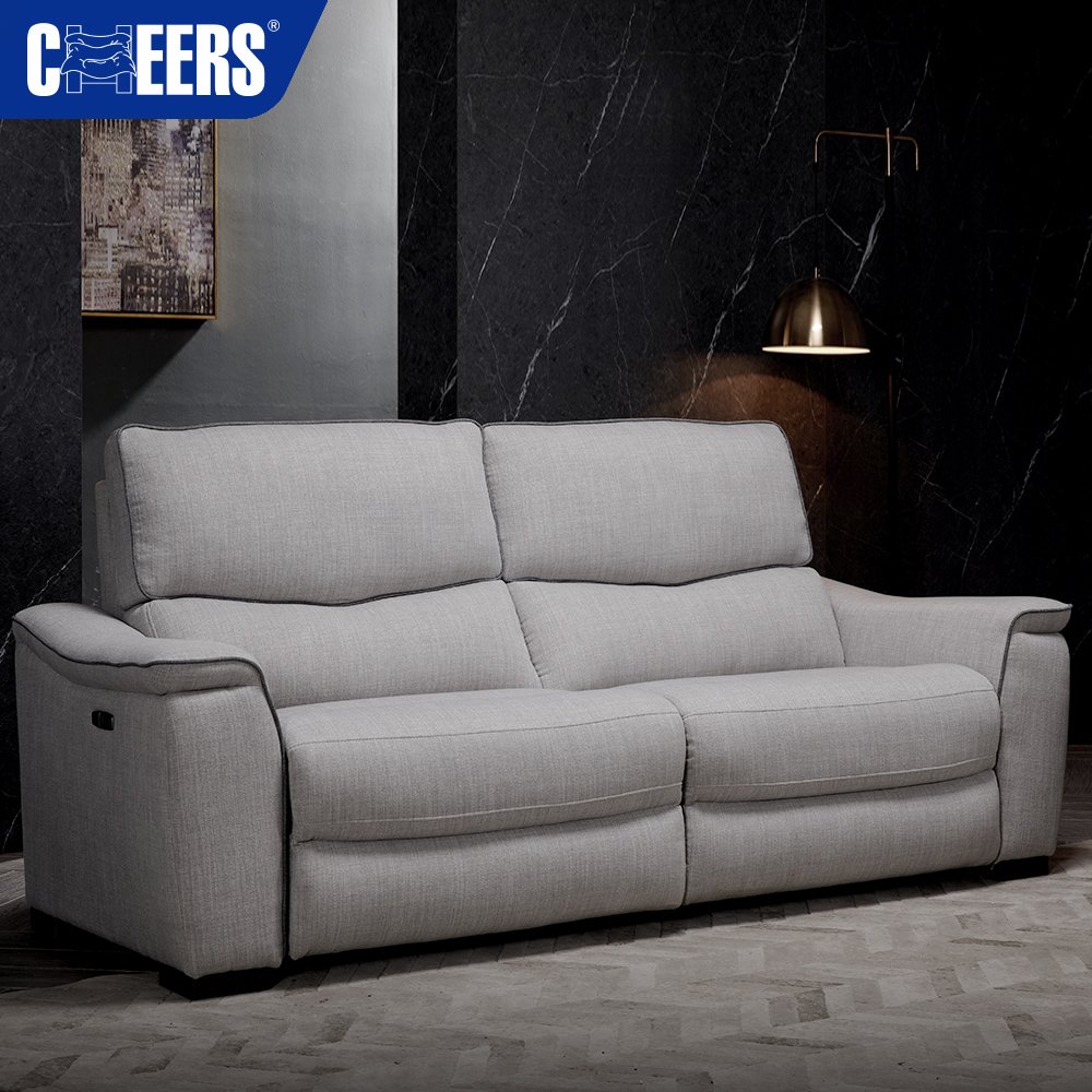 MANWAH CHEERS Euro Hot-selling Skin-friendly Fabric Upholstered Power Large 2 seat Reclining Living Room Sofa