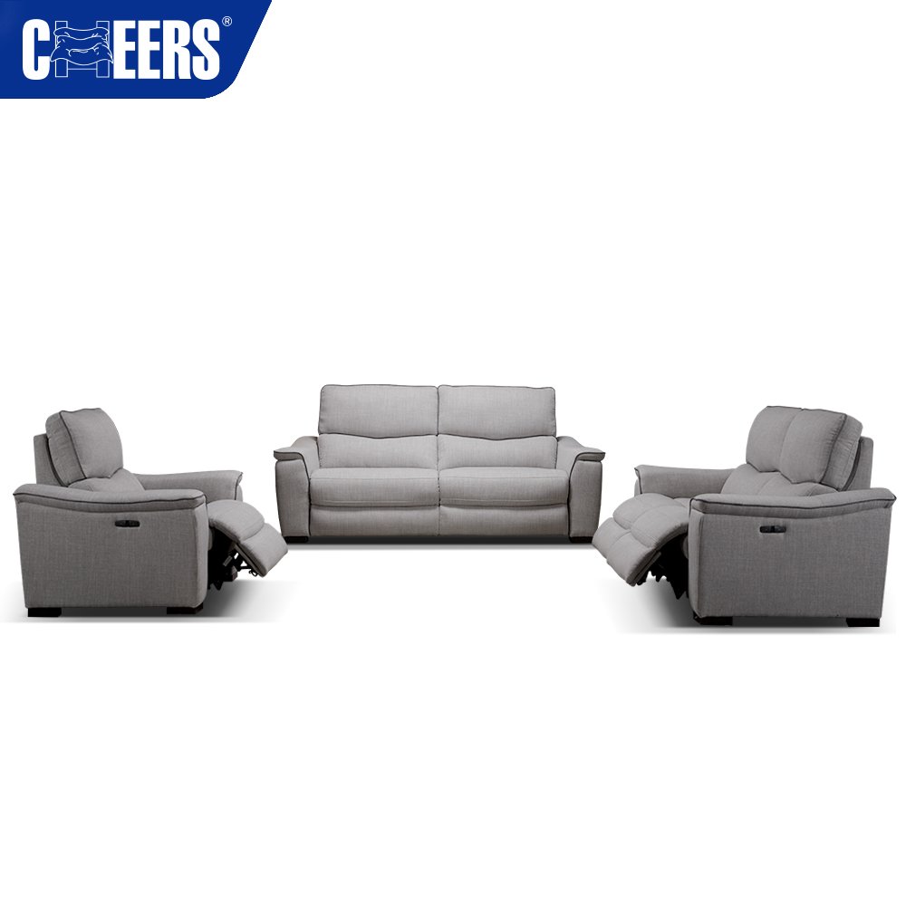 MANWAH CHEERS Euro Hot-selling Skin-friendly Fabric Upholstered Power Large 2 seat Reclining Living Room Sofa