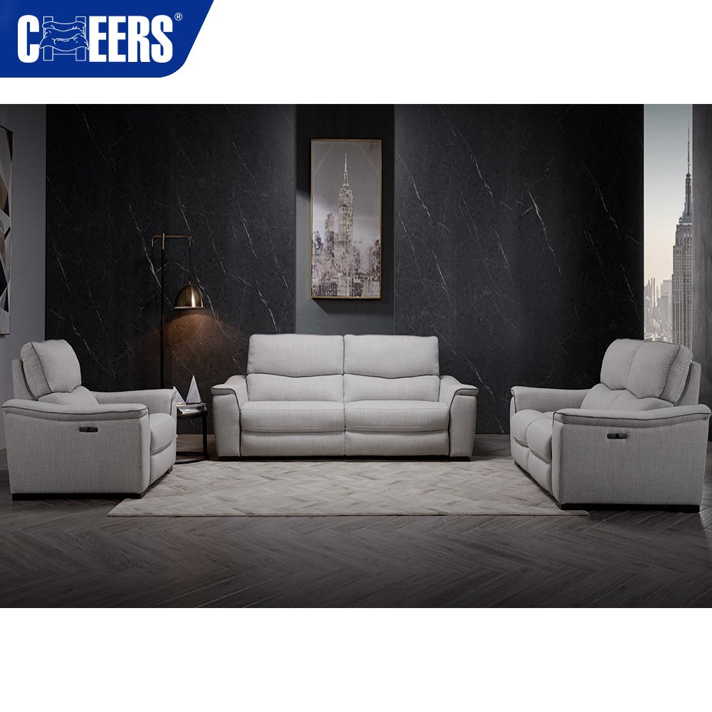 MANWAH CHEERS Euro Hot-selling Skin-friendly Fabric Upholstered Power Large 2 seat Reclining Living Room Sofa